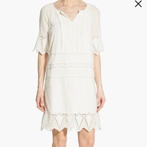 Caslon Eyelet Trim Embroidered Lace Shift Dress